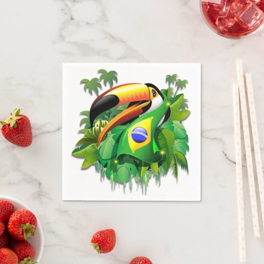 Toco Toucan mit Brasilien Flag Krawatte Serviette (Beispiel)