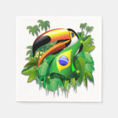 Toco Toucan mit Brasilien Flag Krawatte Serviette (Vorderseite)