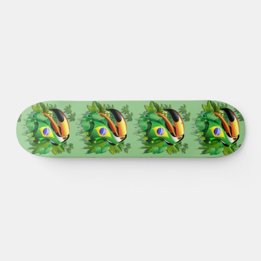 Toco Toucan mit Brasilien Flag Krawatte Skateboard (Horizontal)