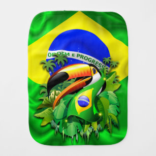 Toco Toucan mit Brasilien-Flaggeburp-Stoff Baby Spucktuch