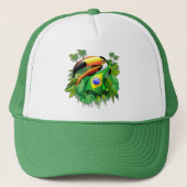 Toco Toucan mit Brasilien-Flaggenhüten Truckerkappe (Vorderseite)
