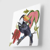 Toco Toucan Quadratische Wanduhr (Winkel)