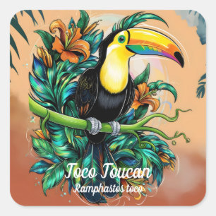 Toco Toucan Quadratischer Aufkleber