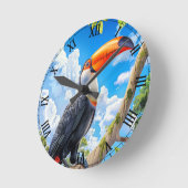 Toco-Tukan Runde Wanduhr (Winkel)