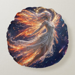 TOCOCLAWS Himmlische Galaxie Kosmische Fee Fantasy Rundes Kissen