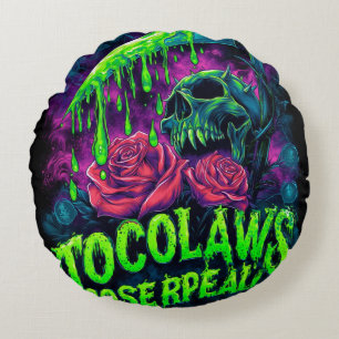 TOCOCLAWS Sensenmann-Totenkopf-Schleim-Rose-Horror Rundes Kissen