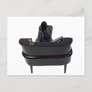 Tod an einem Service-Empfang-Schreibtisch mit Comp Postkarte