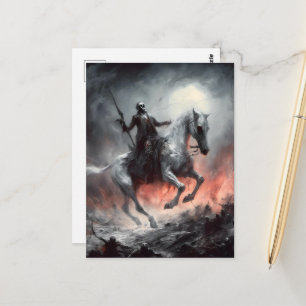 Tod auf einem blassen Pferd Makabre KI-Kunst Postkarte