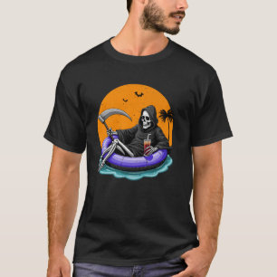 Tod auf Urlaub Lustiger Halloween-Skelett auf eine T-Shirt