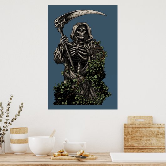 Tod - böser Skeleton Grim Sensenmann mit Scythe Poster (Küche)