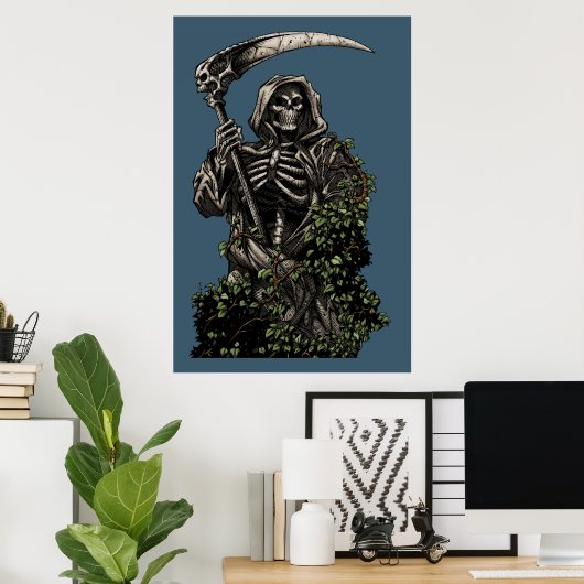 Tod - böser Skeleton Grim Sensenmann mit Scythe Poster (Heimbüro)