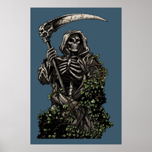 Tod - böser Skeleton Grim Sensenmann mit Scythe Poster (Vorne)