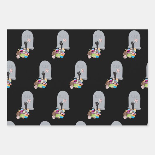 Tod durch Candy Halloween Design Geschenkpapier Set (Vorderseite)