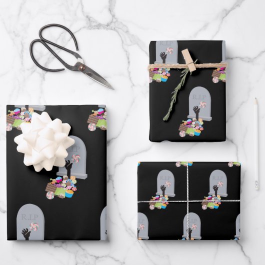 Tod durch Candy Halloween Design Geschenkpapier Set (Vorderseite)