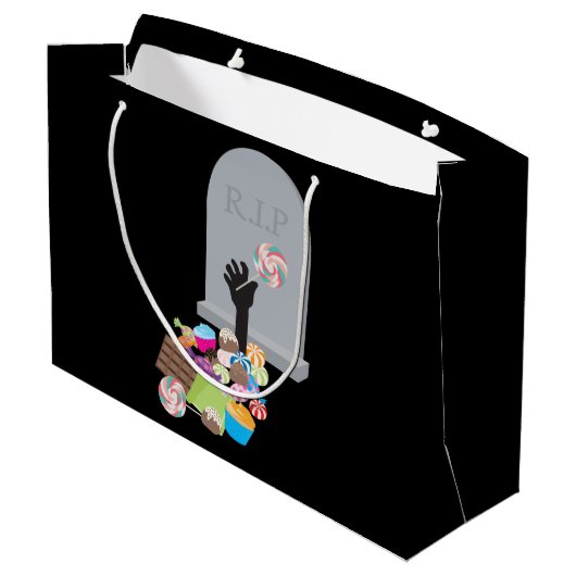 Tod durch Candy Halloween Design Große Geschenktüte (Rückseite Schrägansicht)