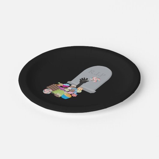 Tod durch Candy Halloween Design Pappteller (Schrägansicht)