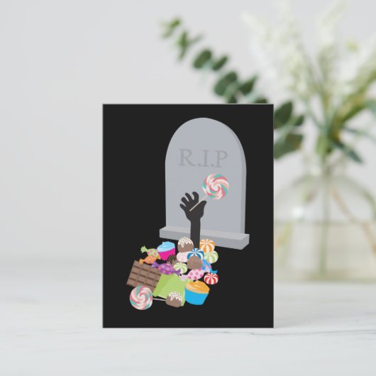 Tod durch Candy Halloween Design Postkarte (Stehend Vorderseite)