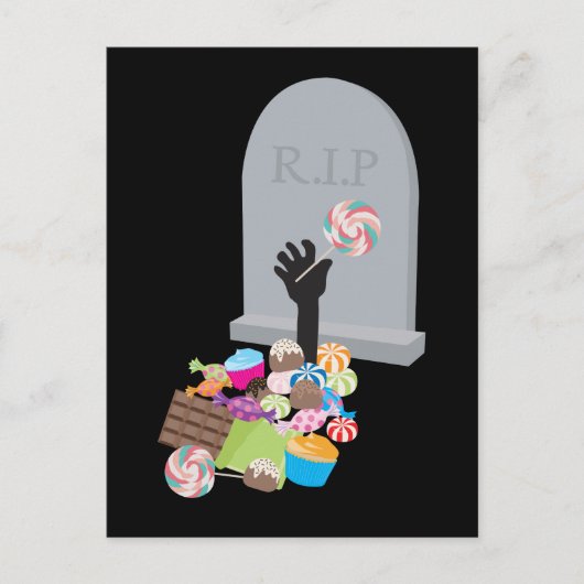 Tod durch Candy Halloween Design Postkarte (Vorderseite)