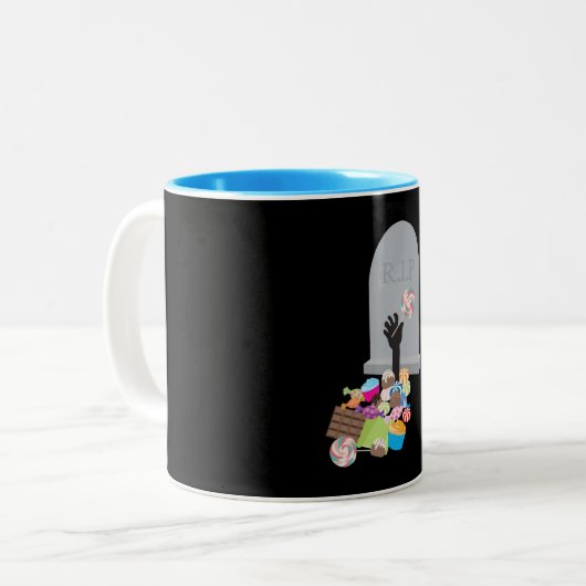Tod durch Candy Halloween Design Zweifarbige Tasse (Vorderseite Links)