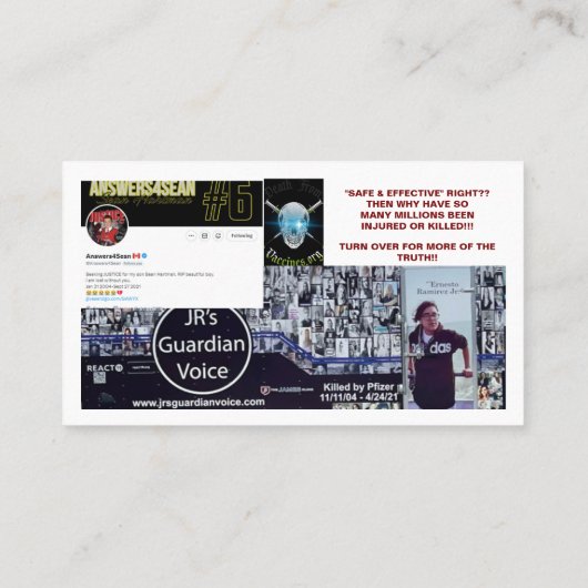 Tod durch herkömmliche Visitenkarte (Rückseite)