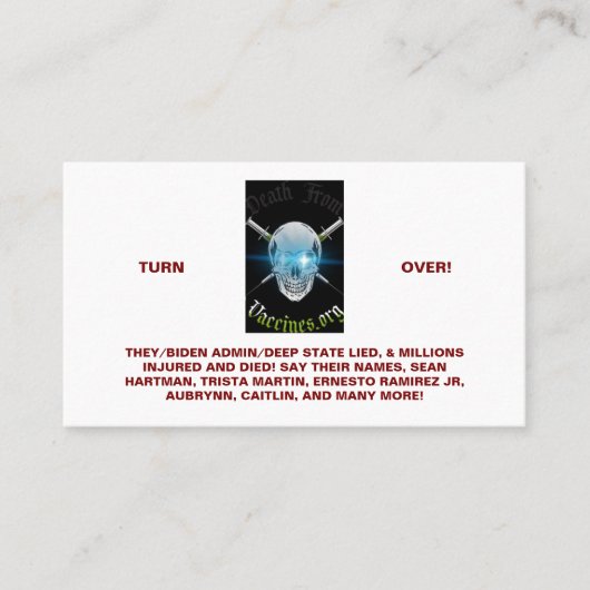 Tod durch herkömmliche Visitenkarte (Vorderseite)