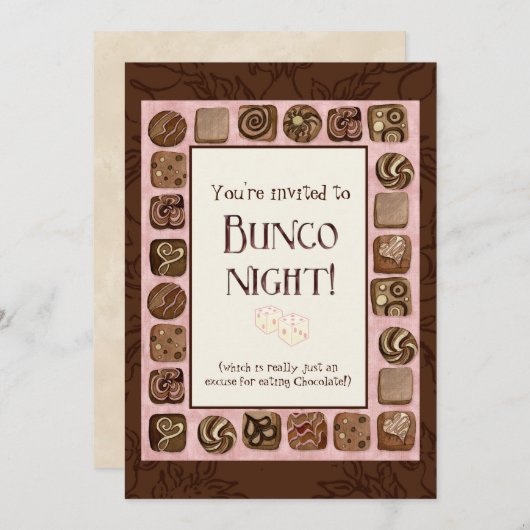 Tod durch Schokolade-Bunco-Party Einladung (Vorne/Hinten)