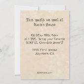 Tod durch Schokolade-Bunco-Party Einladung (Rückseite)