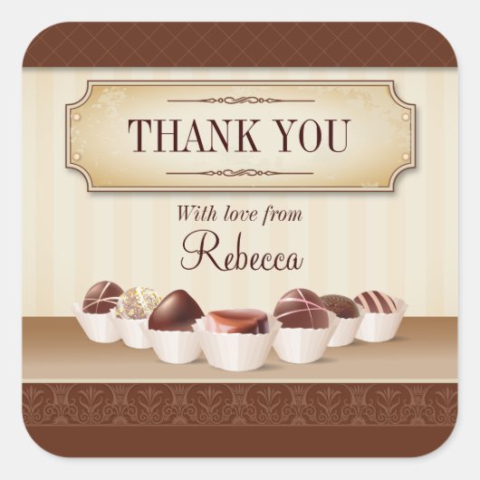 Tod durch Schokolade große Dankeschön Quadratischer Aufkleber (Vorderseite)