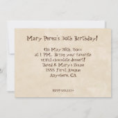 Tod durch Schokoladen-Geburtstags-Party Einladung (Rückseite)