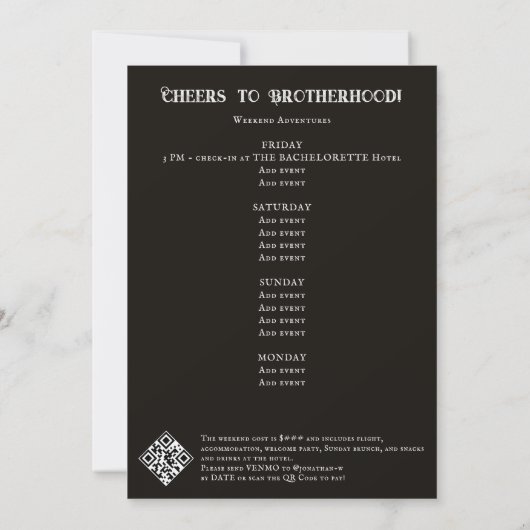 Tod einer Bachelor Skull Poker Bachelor Party Einladung (Rückseite)