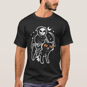 Tod, Ghost fährt eine schwarze Katze T-Shirt