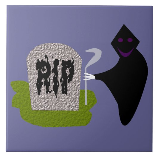 Tod im Friedhof Halloween-Tile Fliese (Vorderseite)