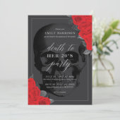 Tod in der Party Einladung der 20 mit Rote Rosen (Stehend Vorderseite)