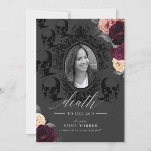 Tod in meinem 20er-Party Einladung (Vorderseite)