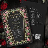 Tod machen uns Teil Gold Gothic Wedding QR Code Einladung