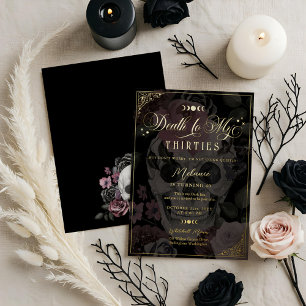 Tod meinem dreißigsten Floral Gothic-Totenkopf-Geb Folieneinladung