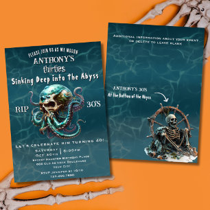 Tod meiner Jugend Schädel Kraken 40. Geburtstagsfe Einladung