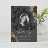 Tod meiner Jugendkarte Schwarz und Gold Einladung (Stehend Vorderseite)