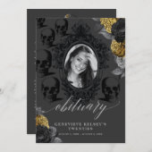 Tod meiner Jugendkarte Schwarz und Gold Einladung (Vorne/Hinten)