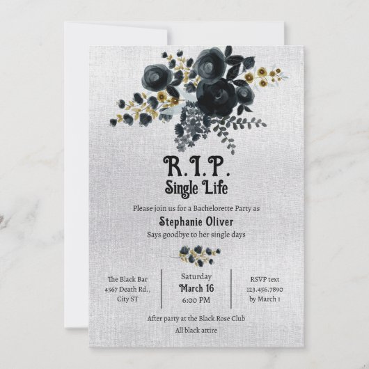 Tod meines Single Leben Bachelorette Einladung (Vorderseite)