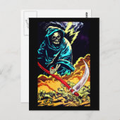 Tod mit einer Scythe Halloween-Karte Postkarte (Vorne/Hinten)