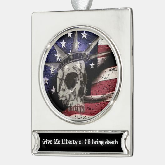 Tod oder Freiheit Banner-Ornament Silber (Links)