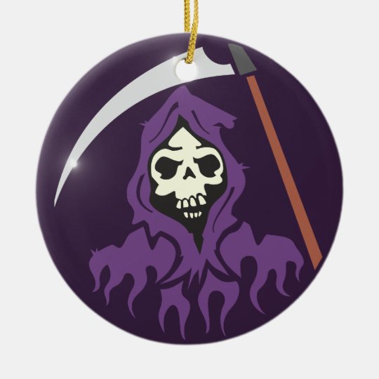 Tod Sensenmann grim reaper Rundes Keramik Ornament