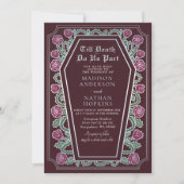 Tod tun wir Teil Rose Red Gothic Wedding QR Code Einladung (Vorderseite)