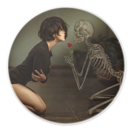 Tod und junge Frau Keramikknauf (Vorderseite)