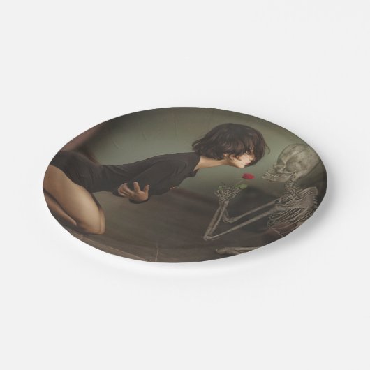 Tod und junge Frau Pappteller (Schrägansicht)