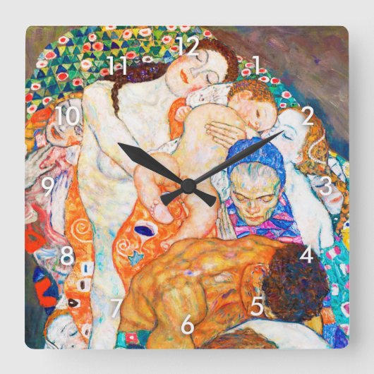 Tod und Leben, Gustav Klimt Quadratische Wanduhr (Vorderseite)