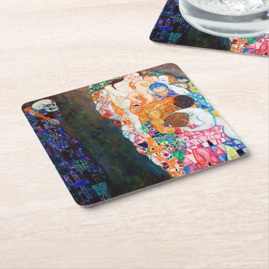 Tod und Leben, Gustav Klimt Rechteckiger Pappuntersetzer (angewinkelt)