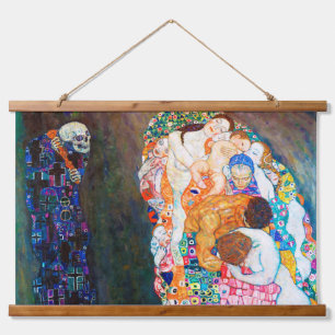 Tod und Leben, Gustav Klimt Wandteppich Mit Holzrahmen