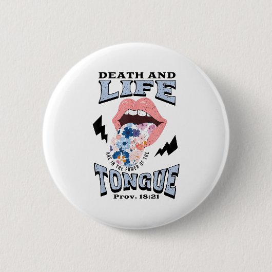Tod und Leben Zunge Christlich Button (Vorderseite)